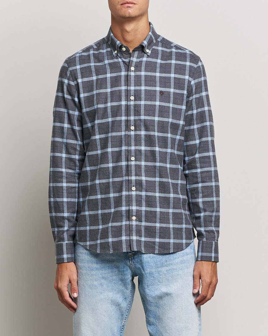 Herren | Hemden | Morris | Brushed Flannel Checked Shirt Dark Grey