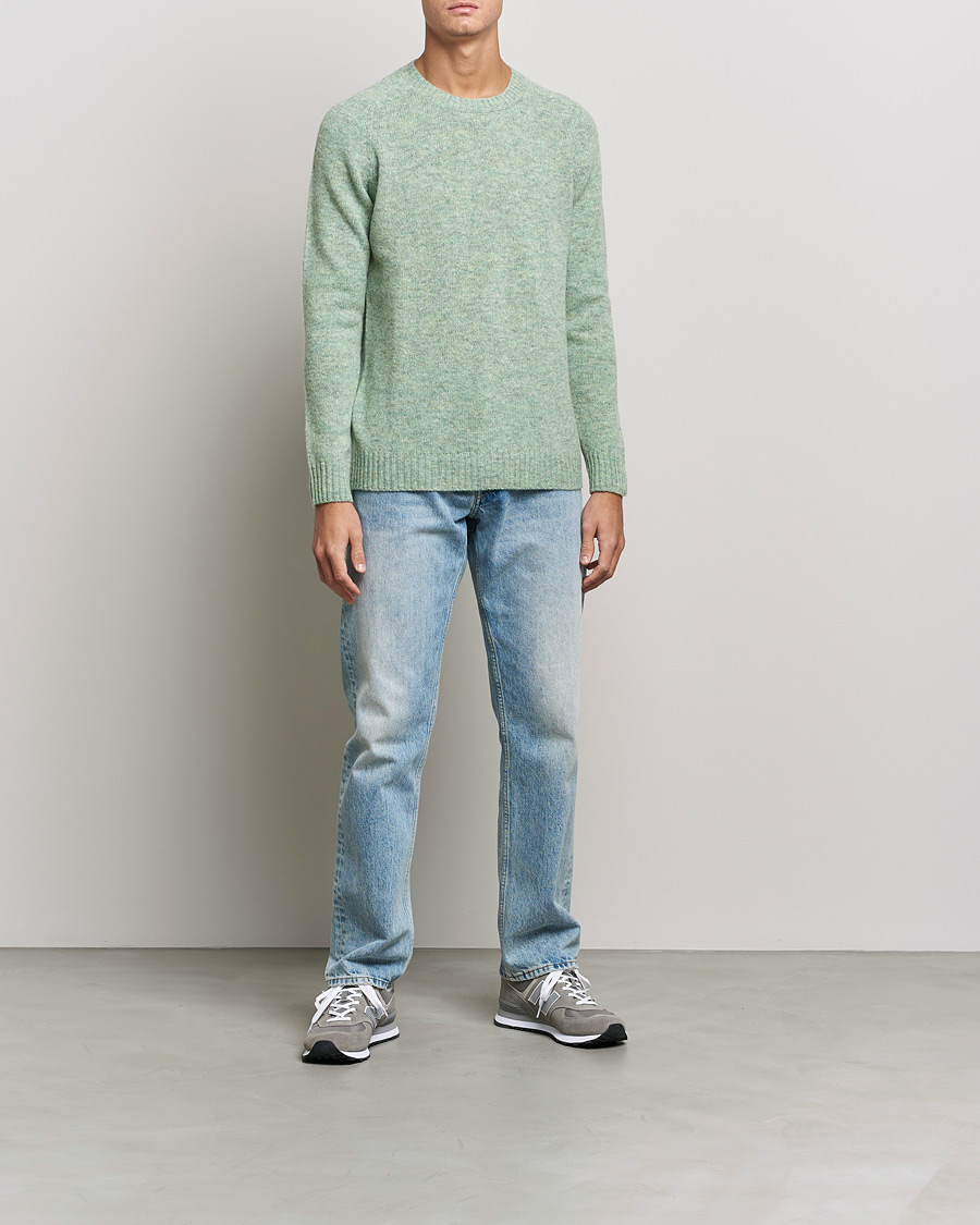 Herren | Pullover | NN07 | Nathan Brushed Crew Neck Dusty Green