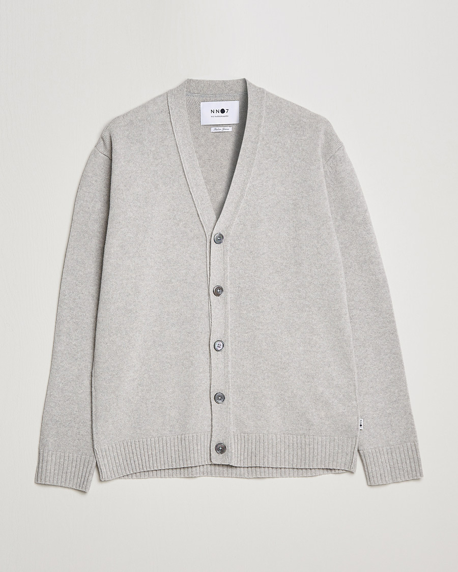 Herren | Pullover | NN07 | Bjorn Lambswool Cardigan Light Grey Melange