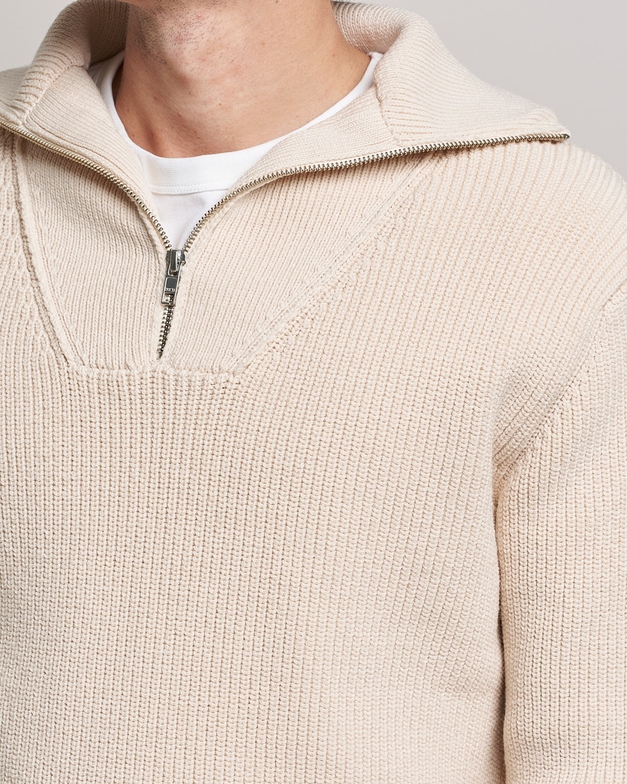 Herren | Pullover | NN07 | Roman Merino Heavy Knitted Half Zip Off White