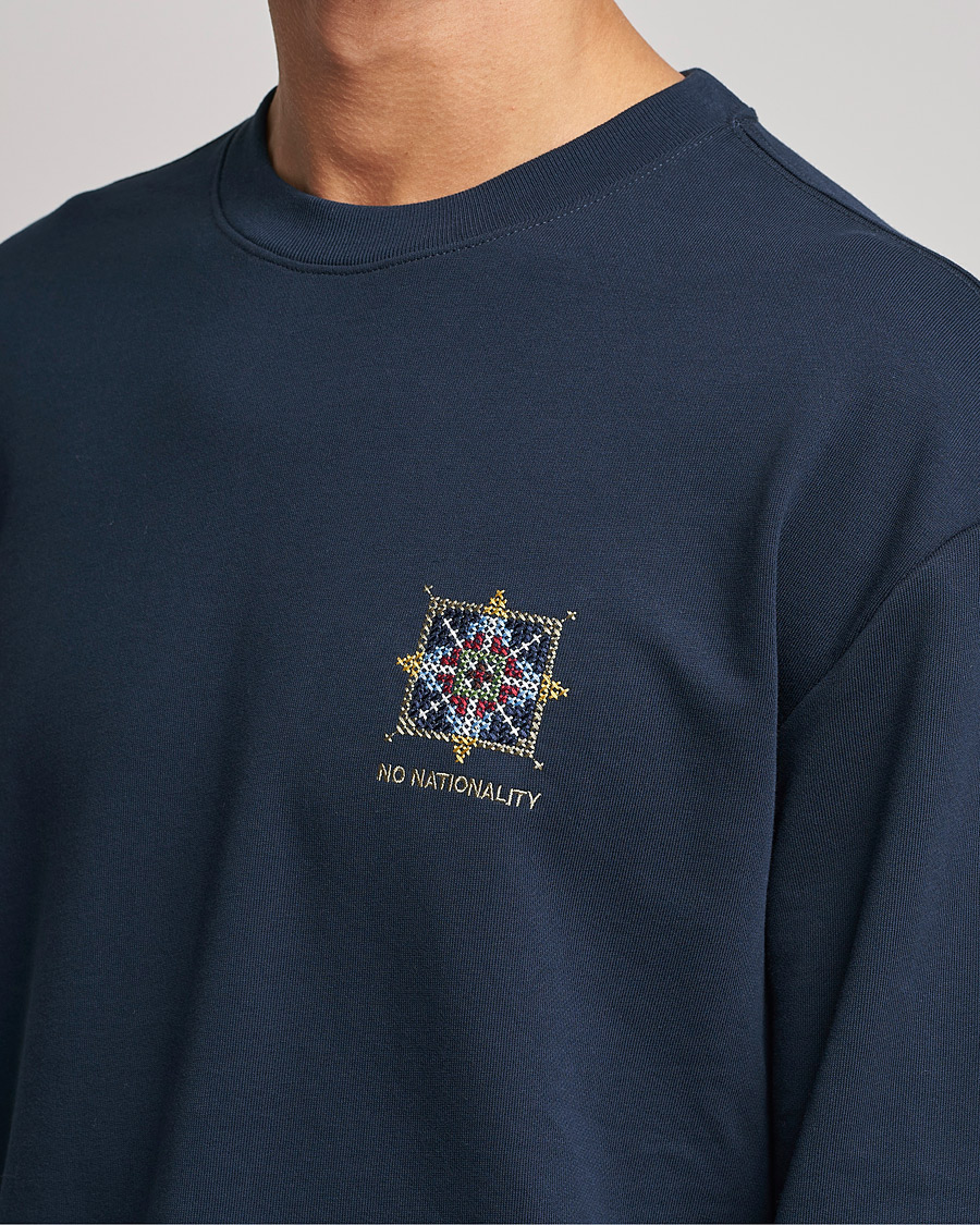 Herren | T-Shirts | NN07 | Alan Heavy Logo Long Sleeve T-Shirt Navy