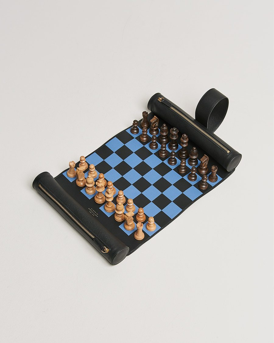 Men | Games | Smythson | Panama Travel Chess Roll Black