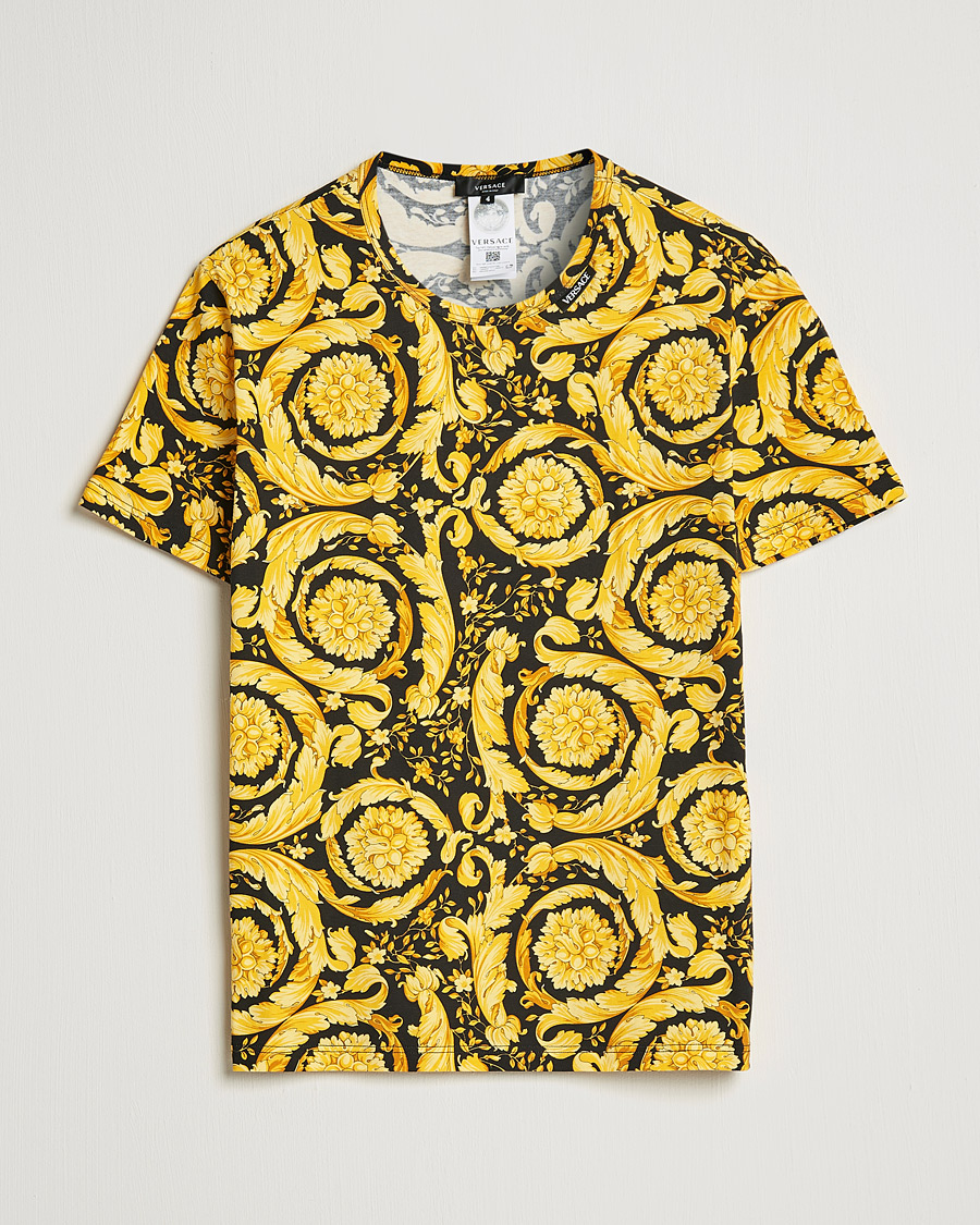 Herren | T-Shirts | Versace | Barocco Print Tee Black/Gold