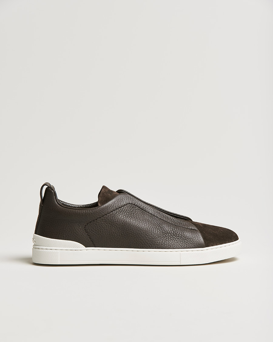 Herren | Zegna Triple Stitch Sneaker Dark Brown Calf | Zegna | Triple Stitch Sneaker Dark Brown Calf