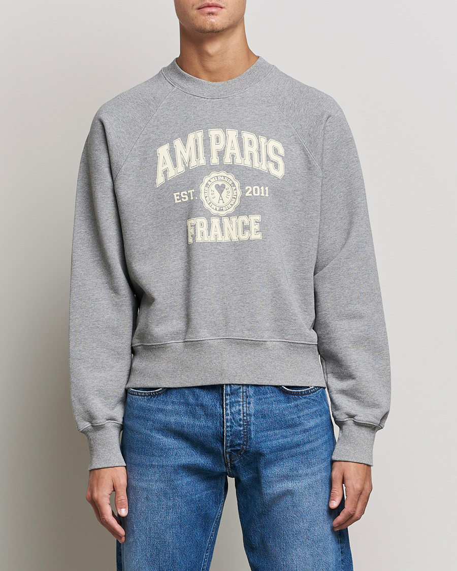 Herren | Pullover | AMI | Paris College Sweatshirt Heather Grey