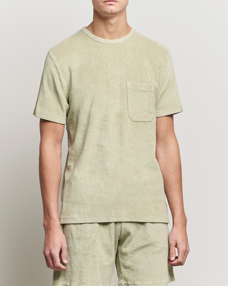 Herren | T-Shirts | Stenströms | Towelling Cotton T-Shirt Olive