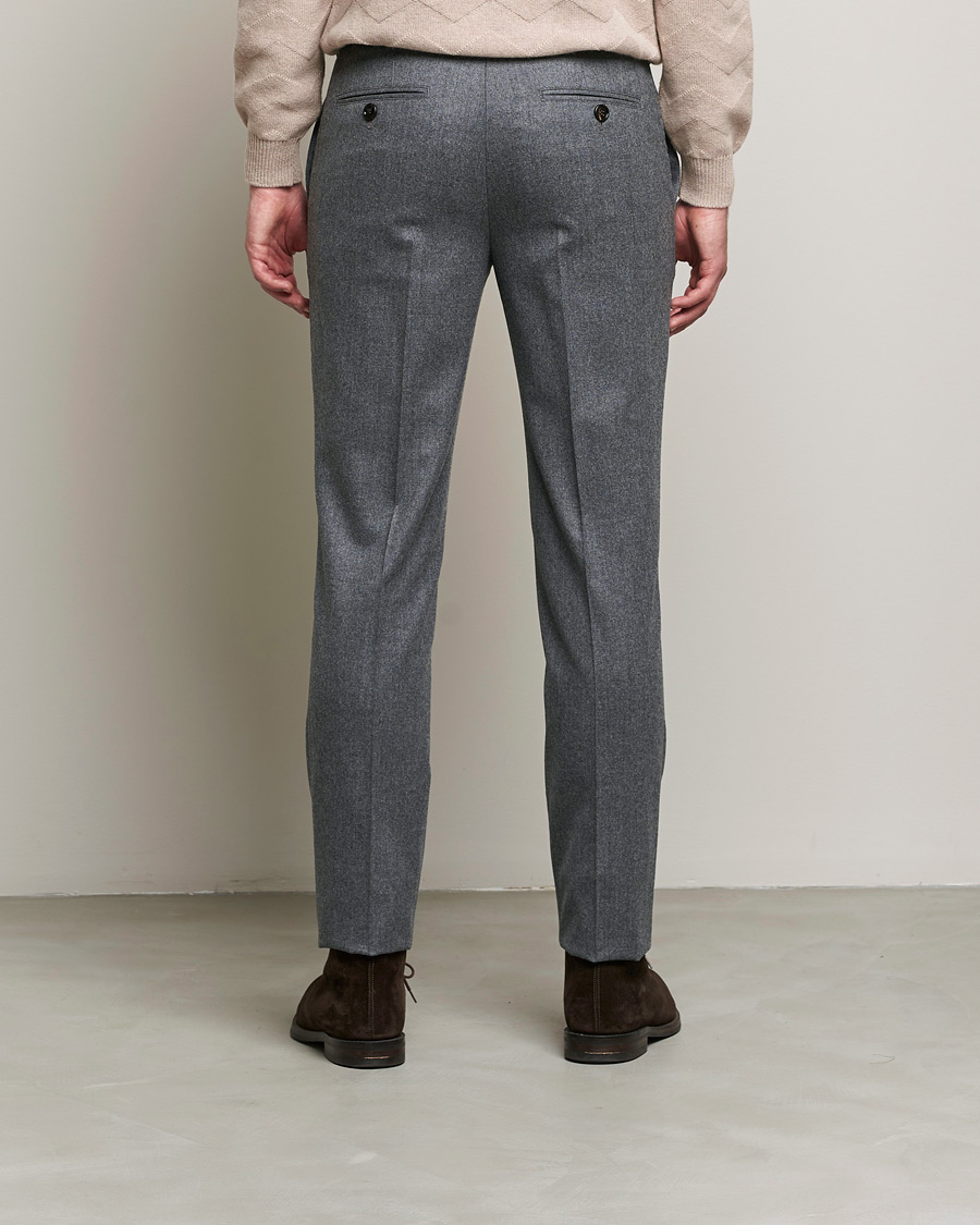 Herren | Hosen | Brunello Cucinelli | Slim Fit Flannel Trousers Grey Melange