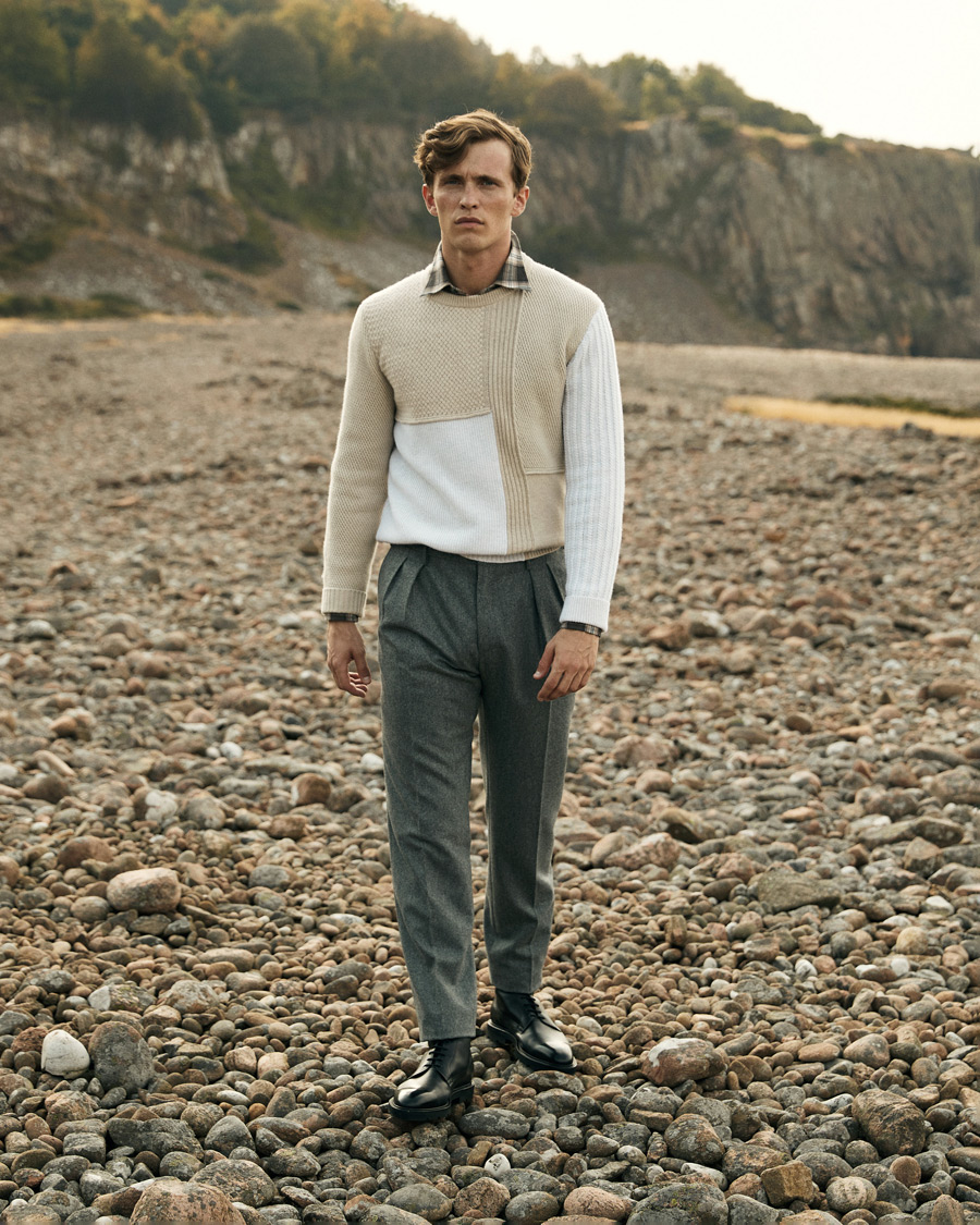 Herren | Hosen | Brunello Cucinelli | Slim Fit Flannel Trousers Grey Melange