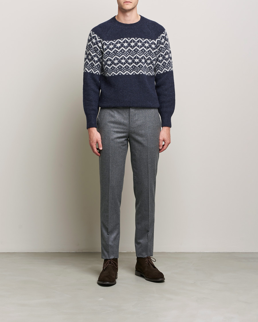 Herren | Pullover | Brunello Cucinelli | Alpaca Jacquard Sweater Dark Blue