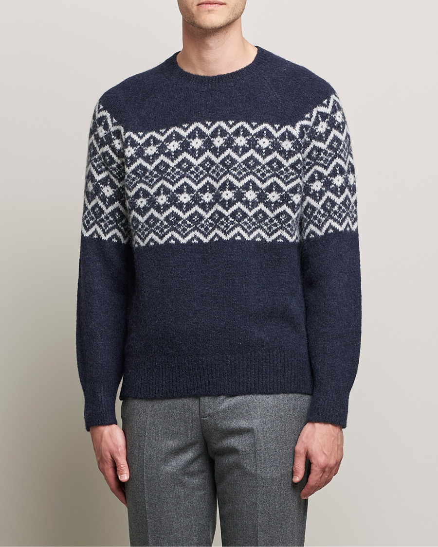 Herren | Pullover | Brunello Cucinelli | Alpaca Jacquard Sweater Dark Blue