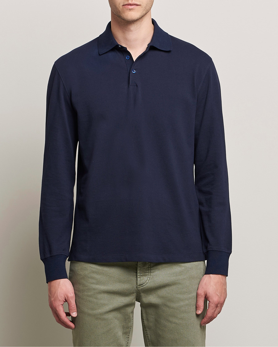 Herren | Pullover | Brunello Cucinelli | Long Sleeve Polo Navy