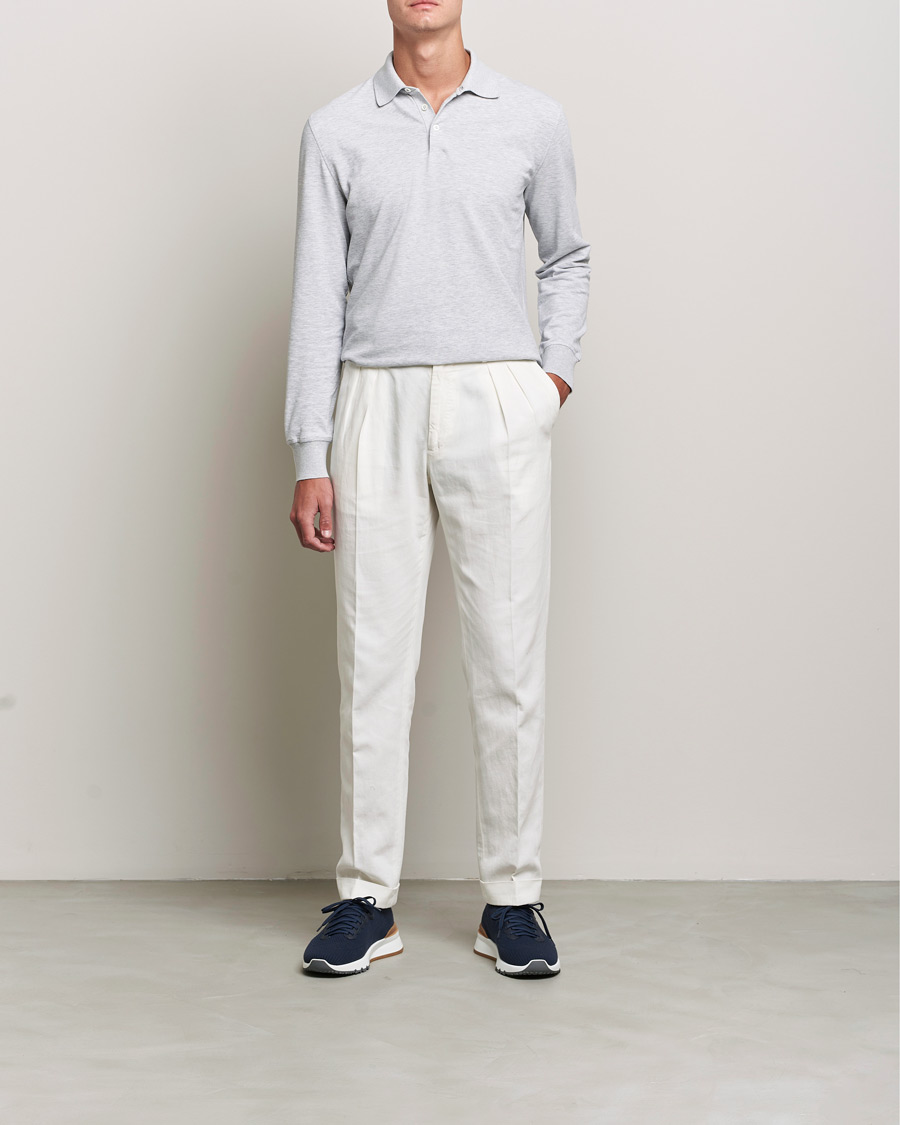 Herren | Pullover | Brunello Cucinelli | Long Sleeve Polo Light Grey