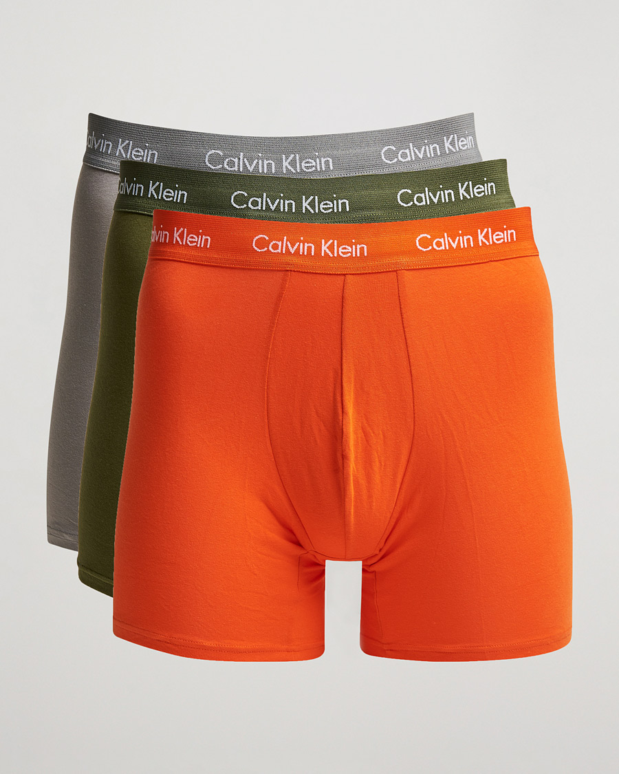 Herren | Unterwäsche | Calvin Klein | Cotton Stretch 3-Pack Boxer Breif Grey/Orange/Army