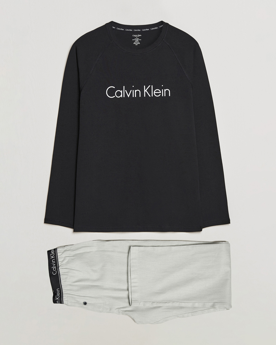 Herren | Schlafanzüge & Bademäntel | Calvin Klein | Logo Long Sleeve Pyjama Set Black/White