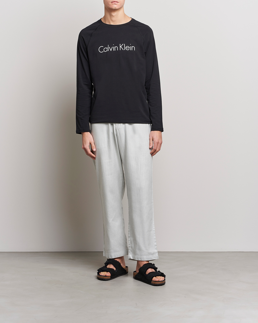 Herren | Schlafanzüge & Bademäntel | Calvin Klein | Logo Long Sleeve Pyjama Set Black/White