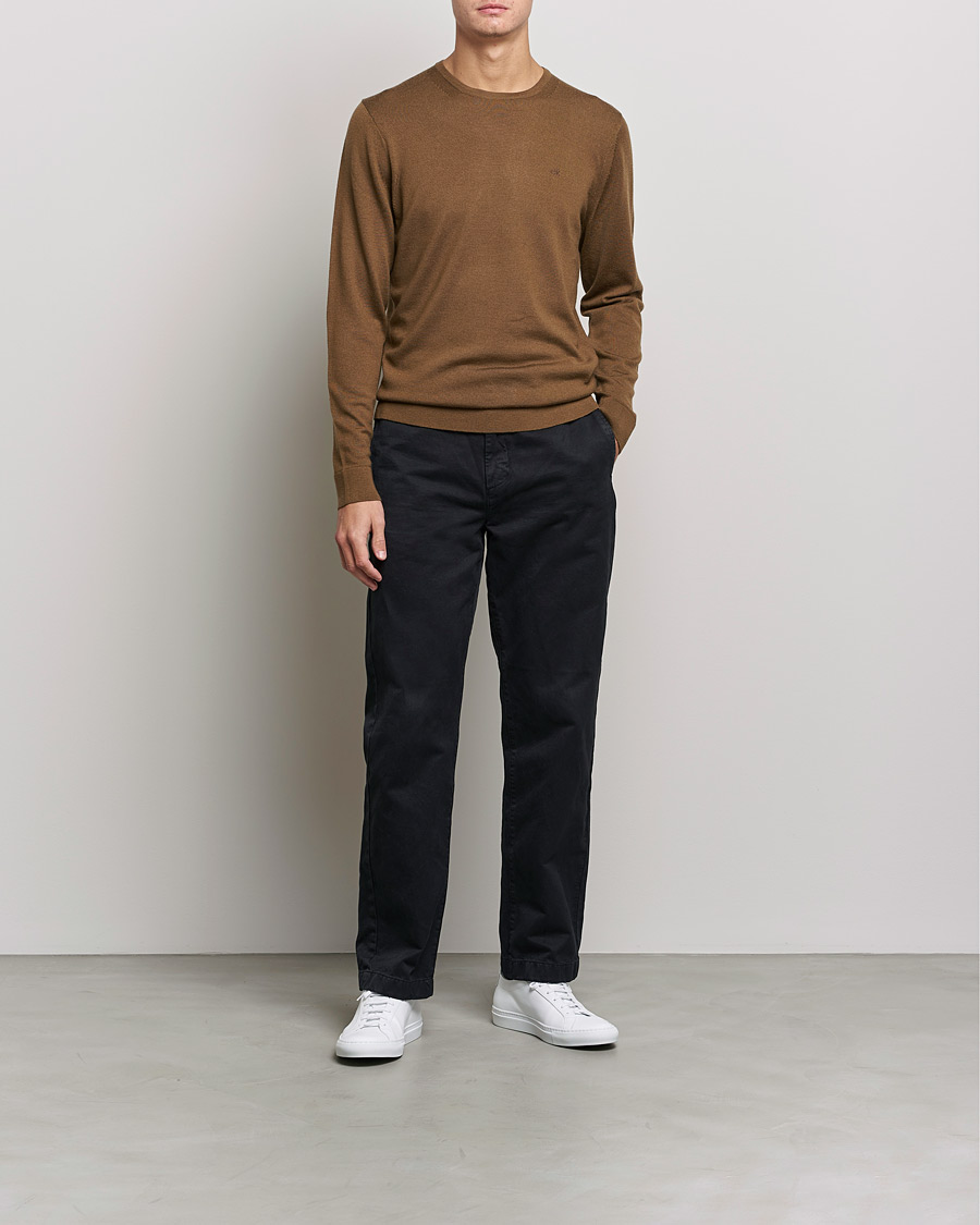 Herren | Pullover | Calvin Klein | Superior Wool Crew Neck Sweater Chester Brown