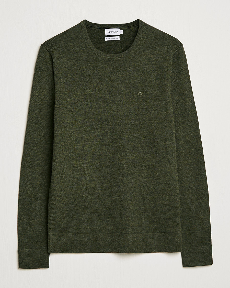 Herren | Pullover | Calvin Klein | Superior Wool Crew Neck Sweater Dark Olive