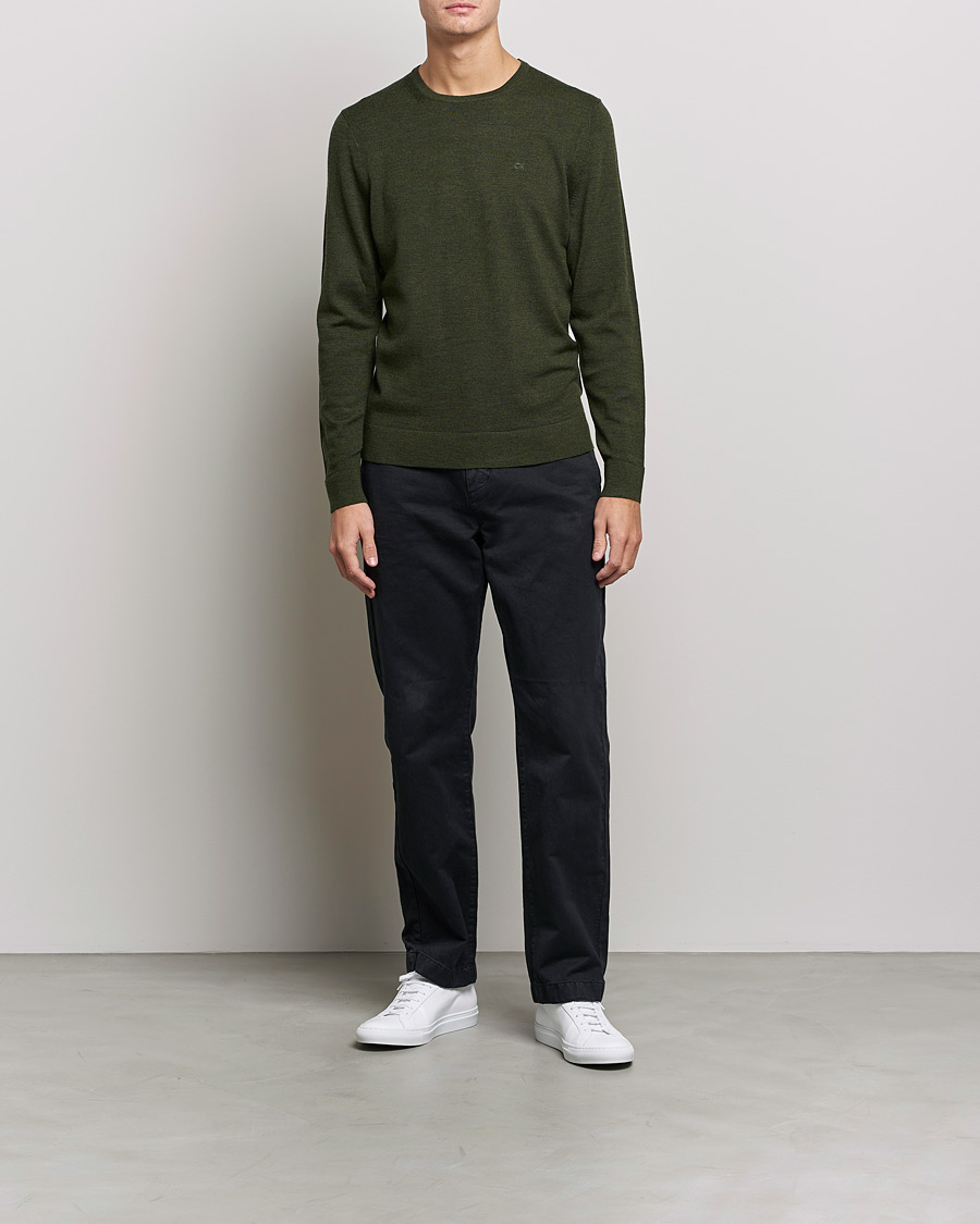 Herren | Pullover | Calvin Klein | Superior Wool Crew Neck Sweater Dark Olive