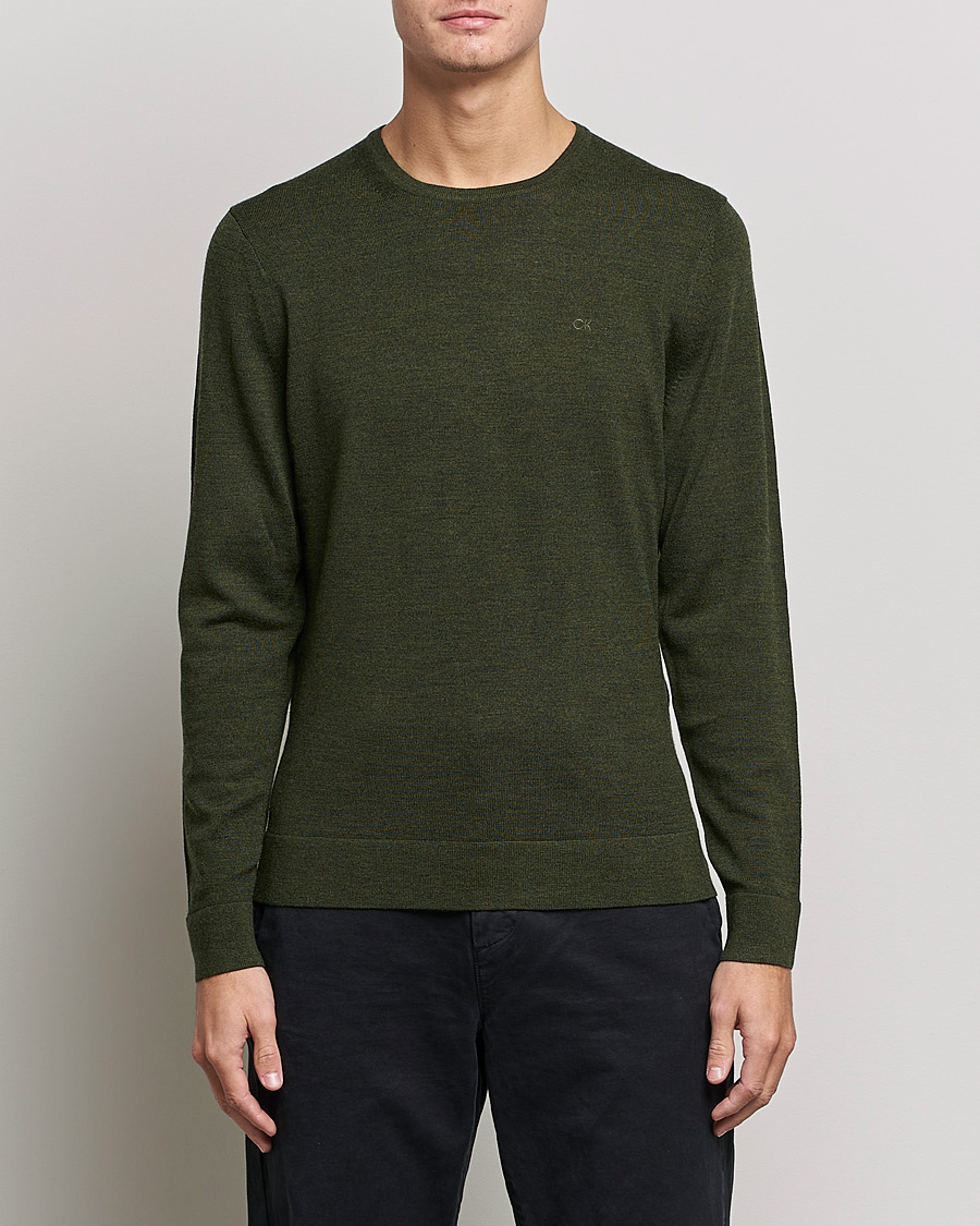Herren | Pullover | Calvin Klein | Superior Wool Crew Neck Sweater Dark Olive
