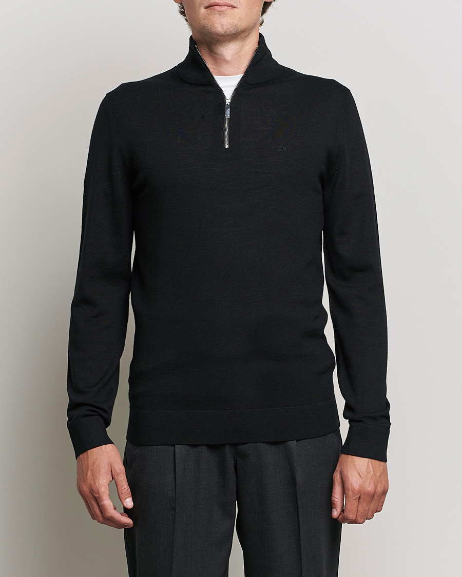 Herren | Pullover | Calvin Klein | Superior Wool Half Zip Sweater Black