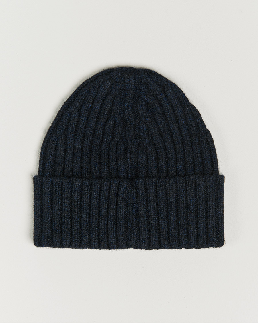 Herren | Lino Cable Knitted Beanie Dark Blue | BOSS BLACK | Lino Cable Knitted Beanie Dark Blue