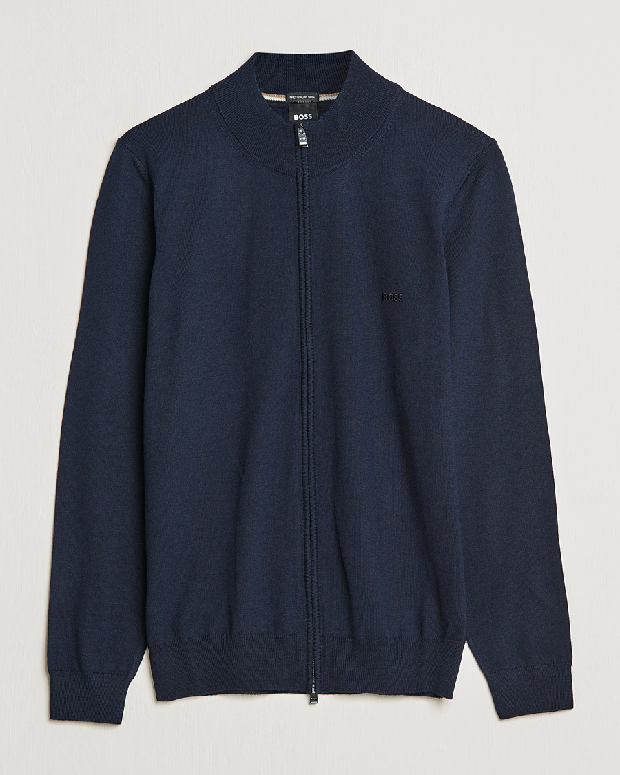 Herren | Pullover | BOSS BLACK | Balonso Full Zip Sweater Dark Blue