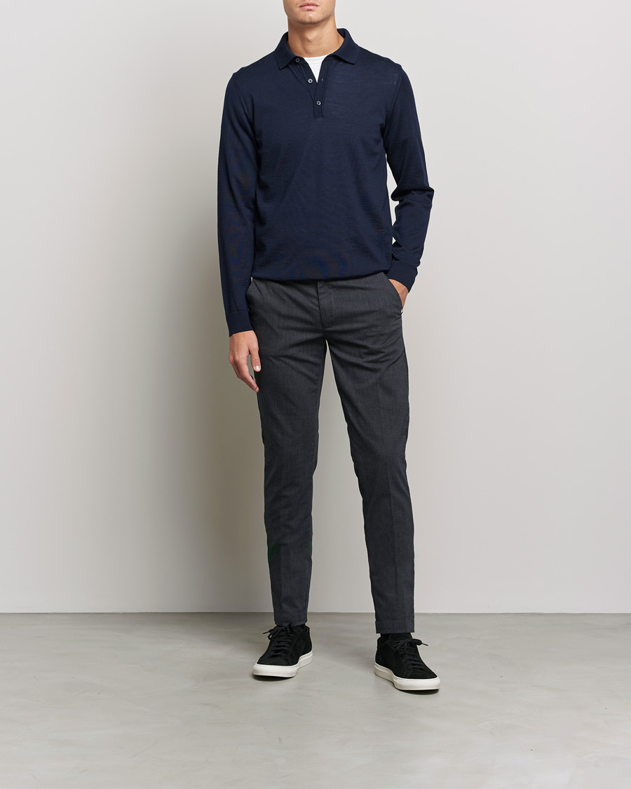 Herren | Pullover | BOSS BLACK | Lancione Merino Knitted Polo Dark Blue