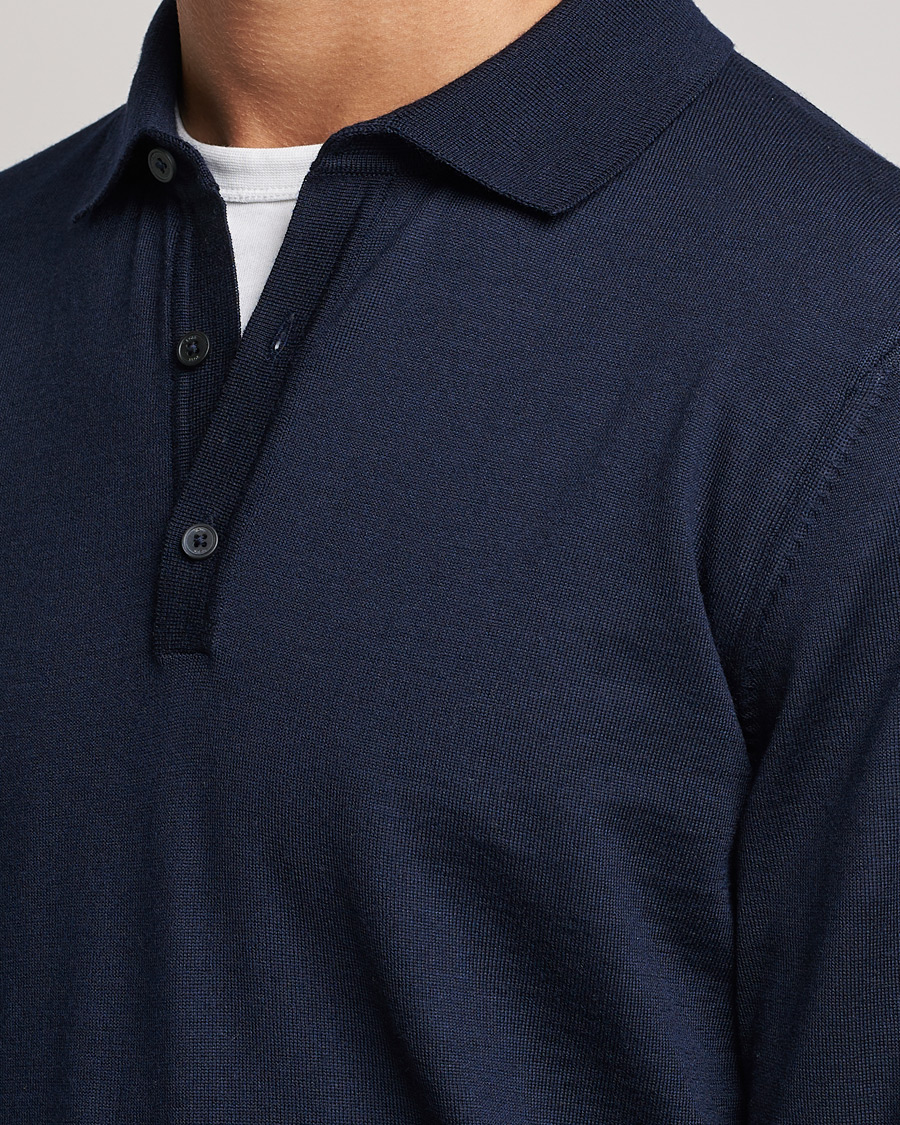 Herren | Pullover | BOSS BLACK | Lancione Merino Knitted Polo Dark Blue