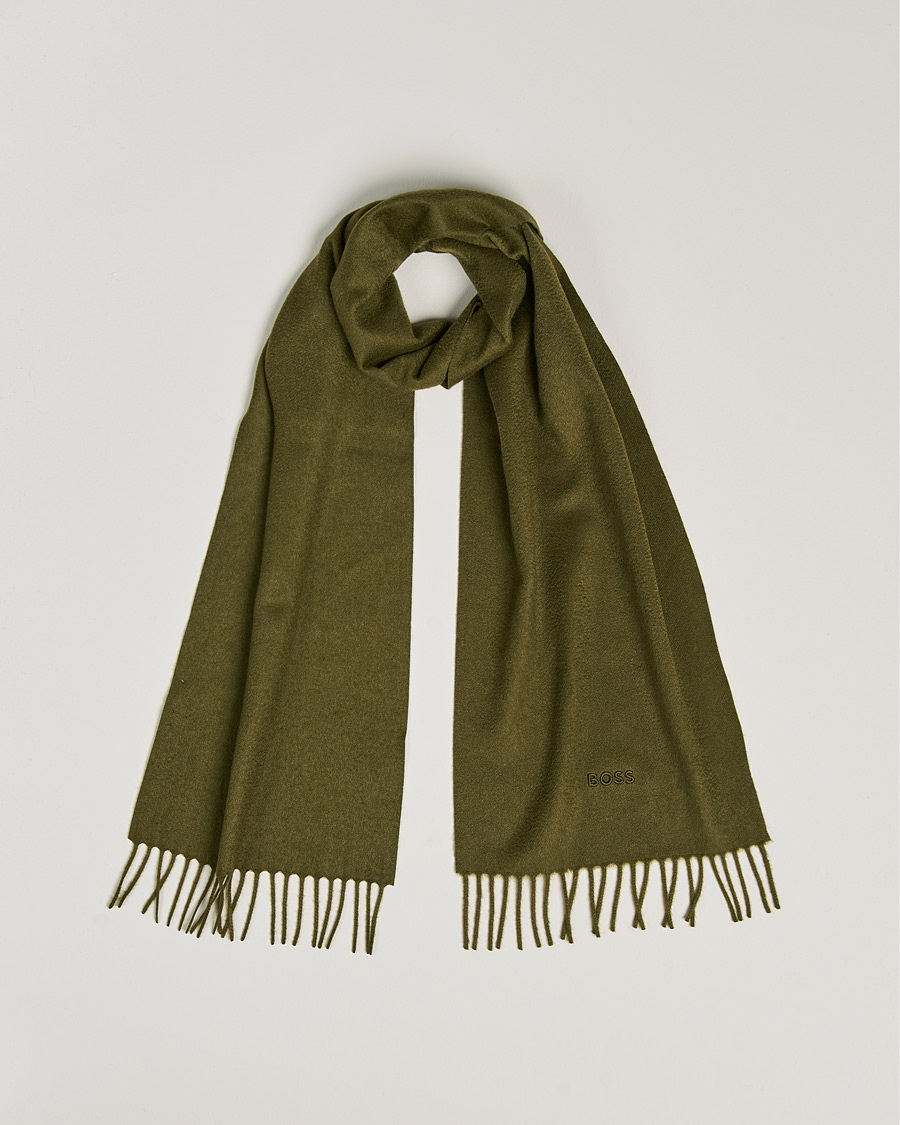 Herren | Scottas Cashmere Scarf Open Green | BOSS BLACK | Scottas Cashmere Scarf Open Green