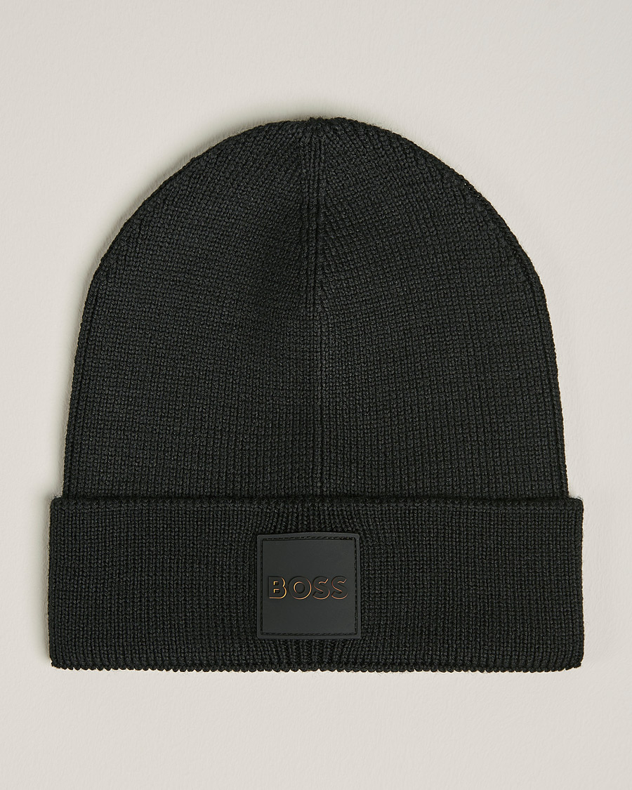 Herren | BOSS Casual Foxxy Logo Beanie Black | BOSS ORANGE | BOSS Casual Foxxy Logo Beanie Black
