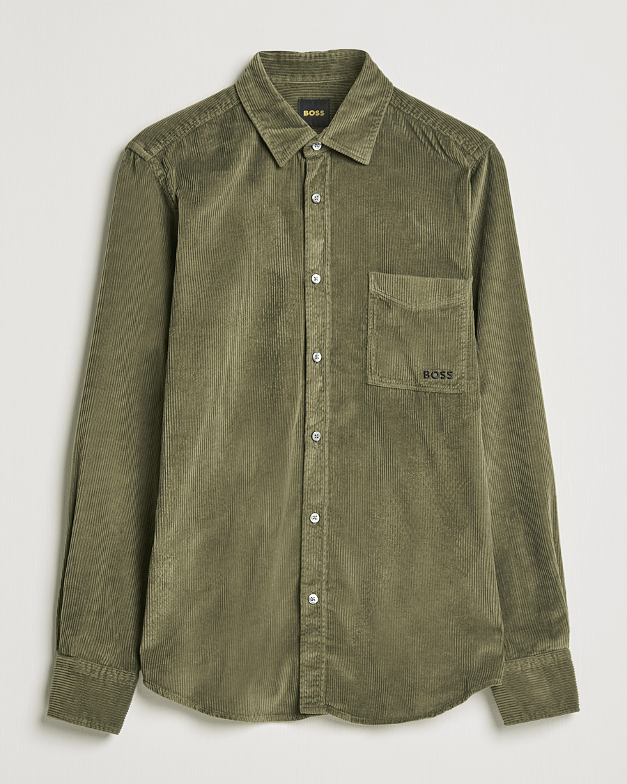Herren | Hemden | BOSS ORANGE | Relegant Corduroy Shirt Dark Green