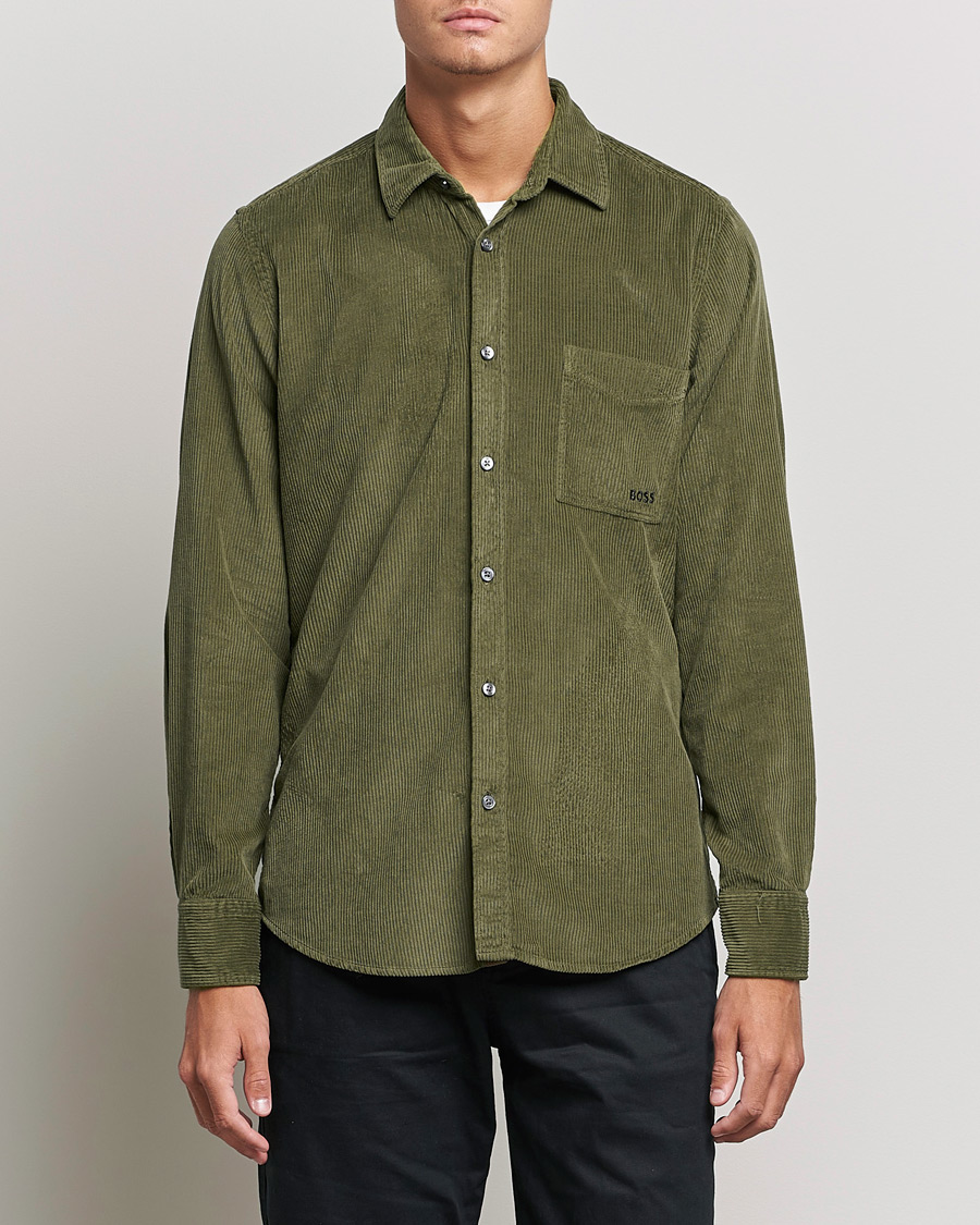 Herren | Hemden | BOSS ORANGE | Relegant Corduroy Shirt Dark Green