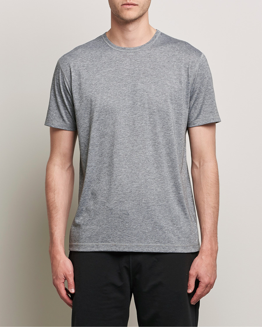 Herren | Kurzarm T-Shirt | Sunspel | Active Tee Grey Melange