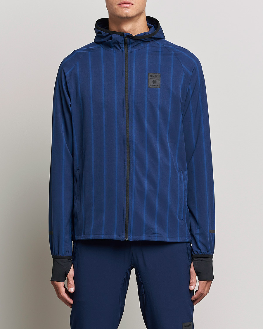 Herren | Pullover | NN07 | Pace Hooded Running Jacket Navy Stripe
