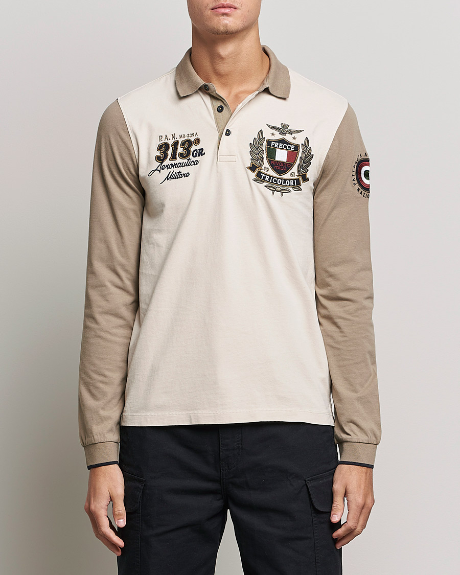Herren | Pullover | Aeronautica Militare | Long Sleeve Logo Polo Tortora