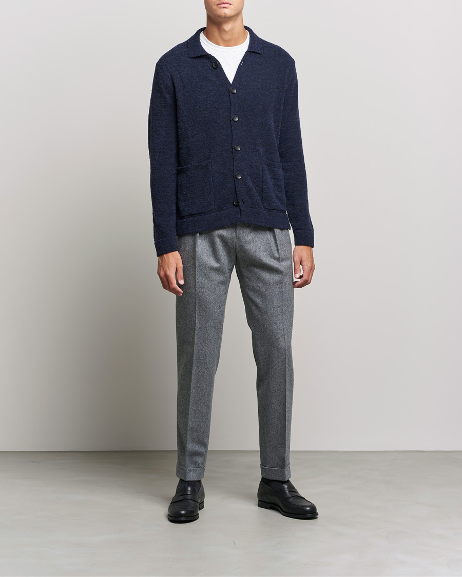 Herren | Hosen | Incotex | Pleated Flannel Trousers Grey Melange