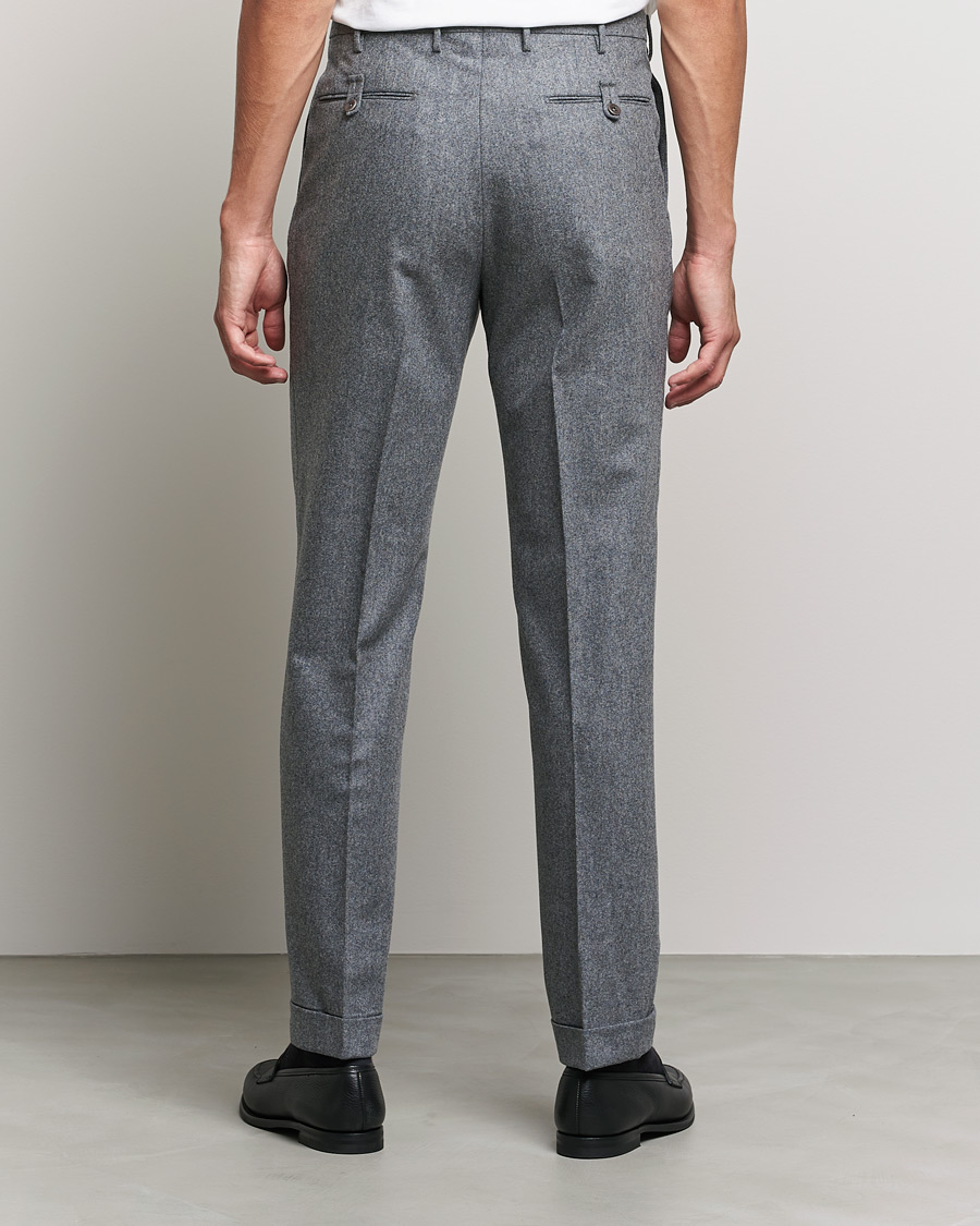 Herren | Hosen | Incotex | Pleated Flannel Trousers Grey Melange