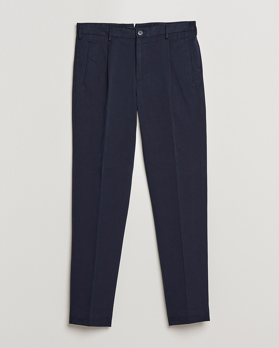 Herren | Hosen | Incotex | Pleated Cotton Stretch Chinos Navy