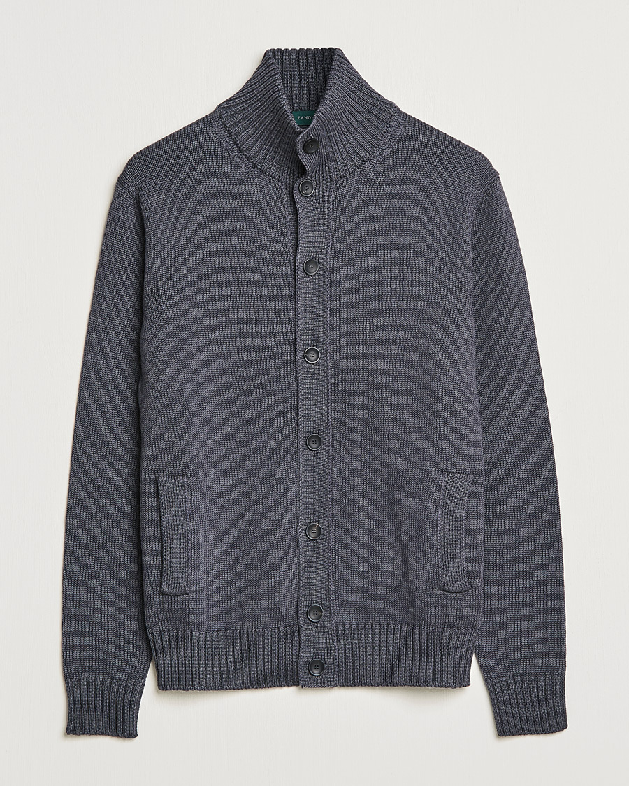 Herren | Pullover | Zanone | Virgin Merino Wool Chioto Cardigan Grey Melange