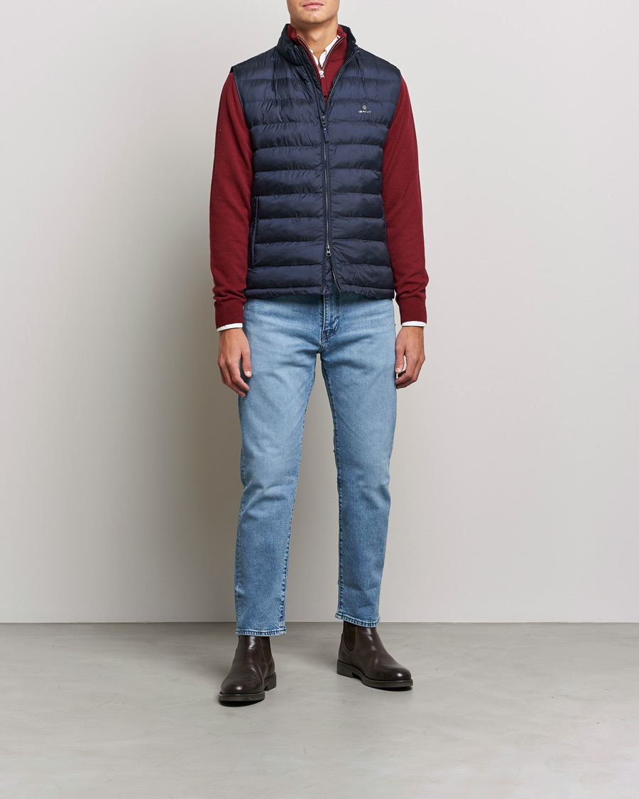 Herren | Jacken | GANT | Mixed Media Light Padded Gilet Evening Blue
