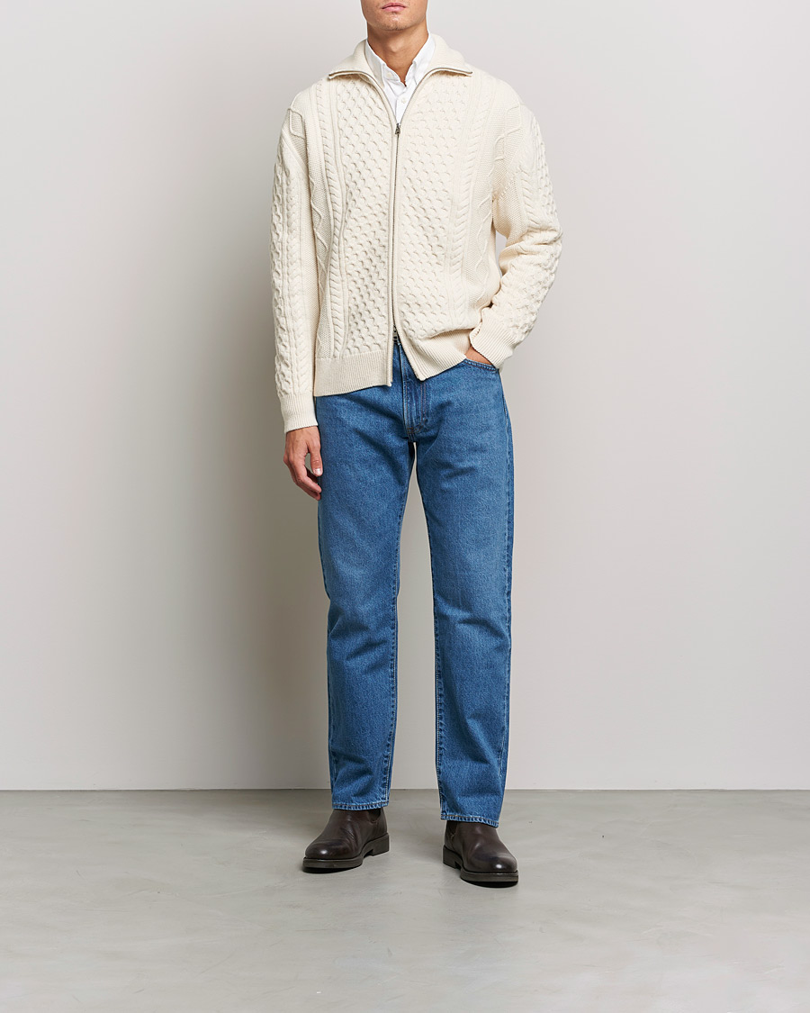 Herren | Pullover | Gant | Aran Structured Full Zip Cream