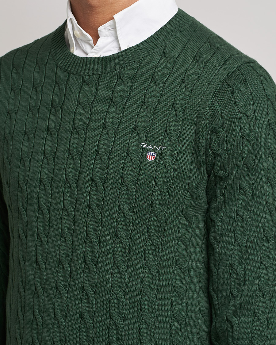 Herren | Pullover | GANT | Cotton Cable Crew Neck Pullover Storm Green