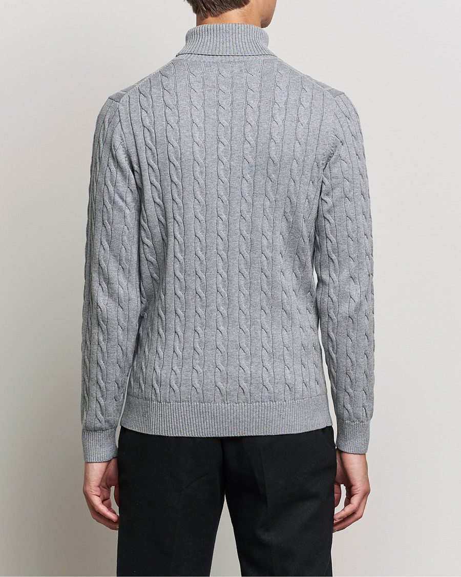 Herren | Pullover | GANT | Cotton Cable Turtleneck Grey Melange