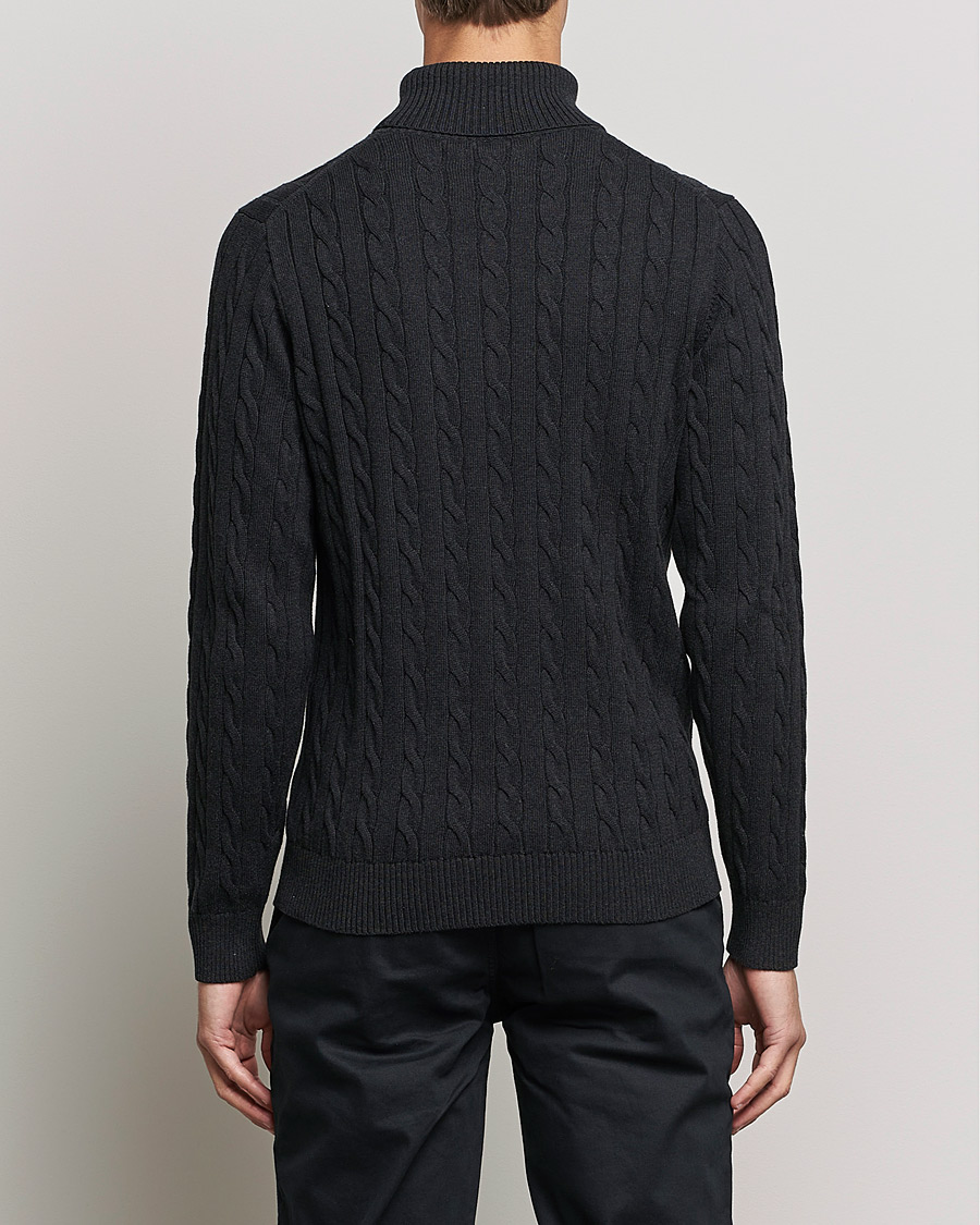 Herren | Pullover | GANT | Cotton Cable Turtleneck Dark Charcoal Melange