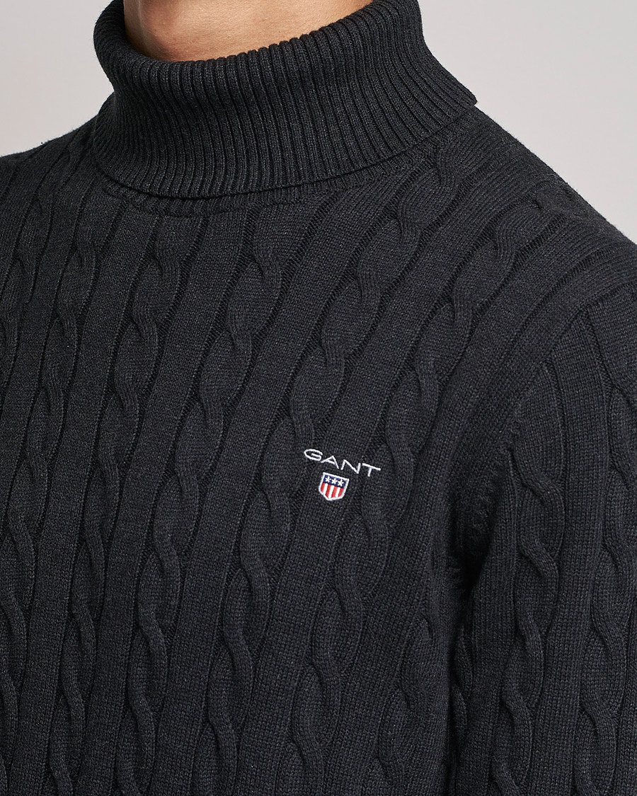Herren | Pullover | GANT | Cotton Cable Turtleneck Dark Charcoal Melange