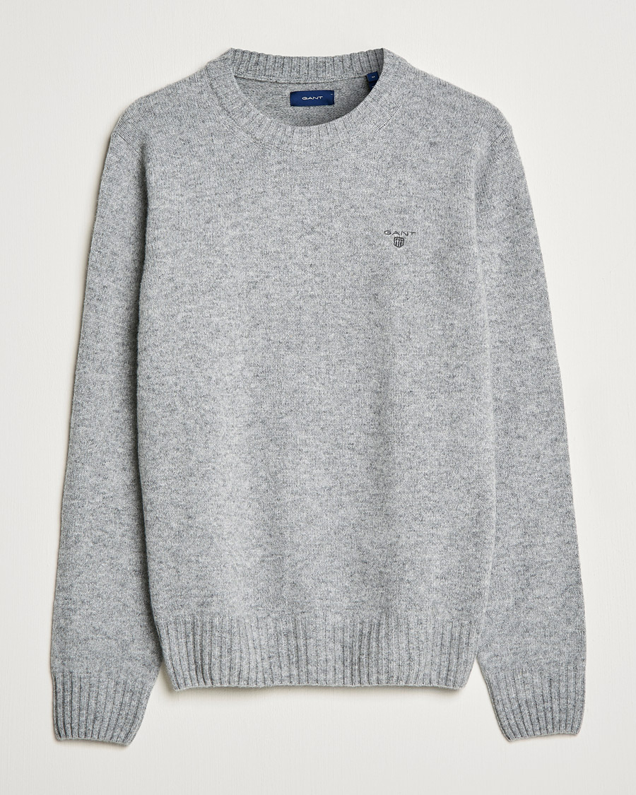 Herren | Pullover | GANT | Brushed Wool Crew Neck Sweater Grey Melange