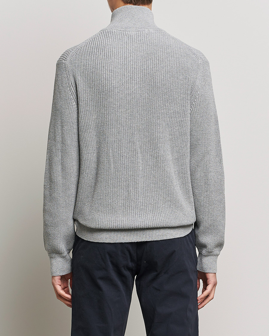Herren | Pullover | GANT | Cotton/Wool Ribbed Half Zip Sweater Grey Melange