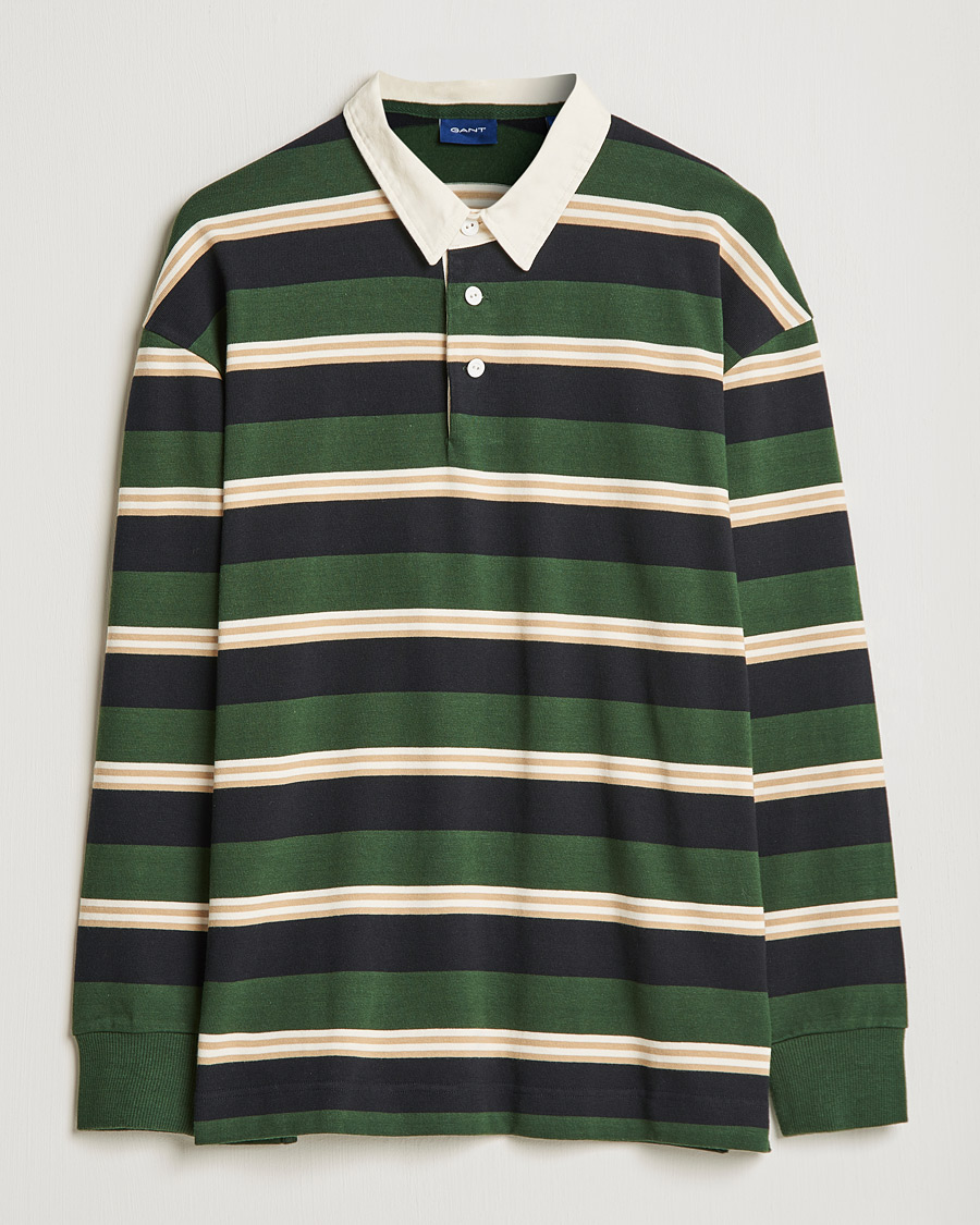 Herren | Pullover | GANT | Archive Striped Heavy Rugger Storm Green