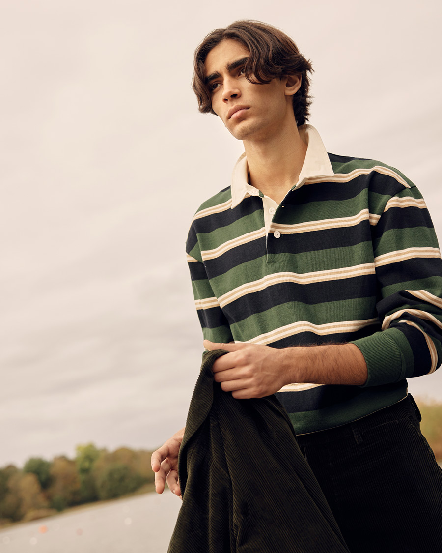 Herren | Pullover | GANT | Archive Striped Heavy Rugger Storm Green