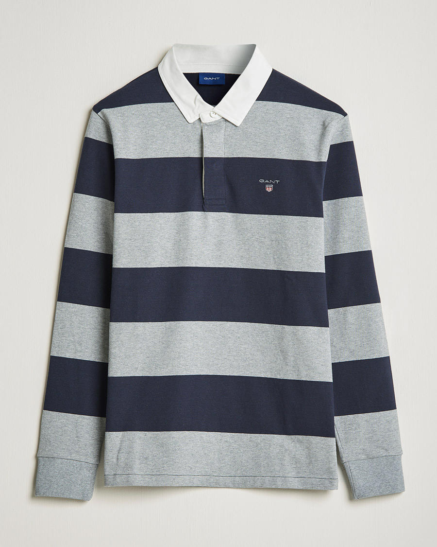 Herren | Pullover | GANT | Barstriped Heavy Rugger Grey Melange